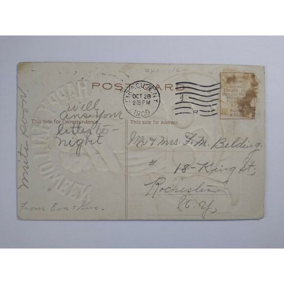 Halloween Postcard Kissing Couple Sanders 1909 Series 240 Syracuse NY Vintage - Picture 3 of 6